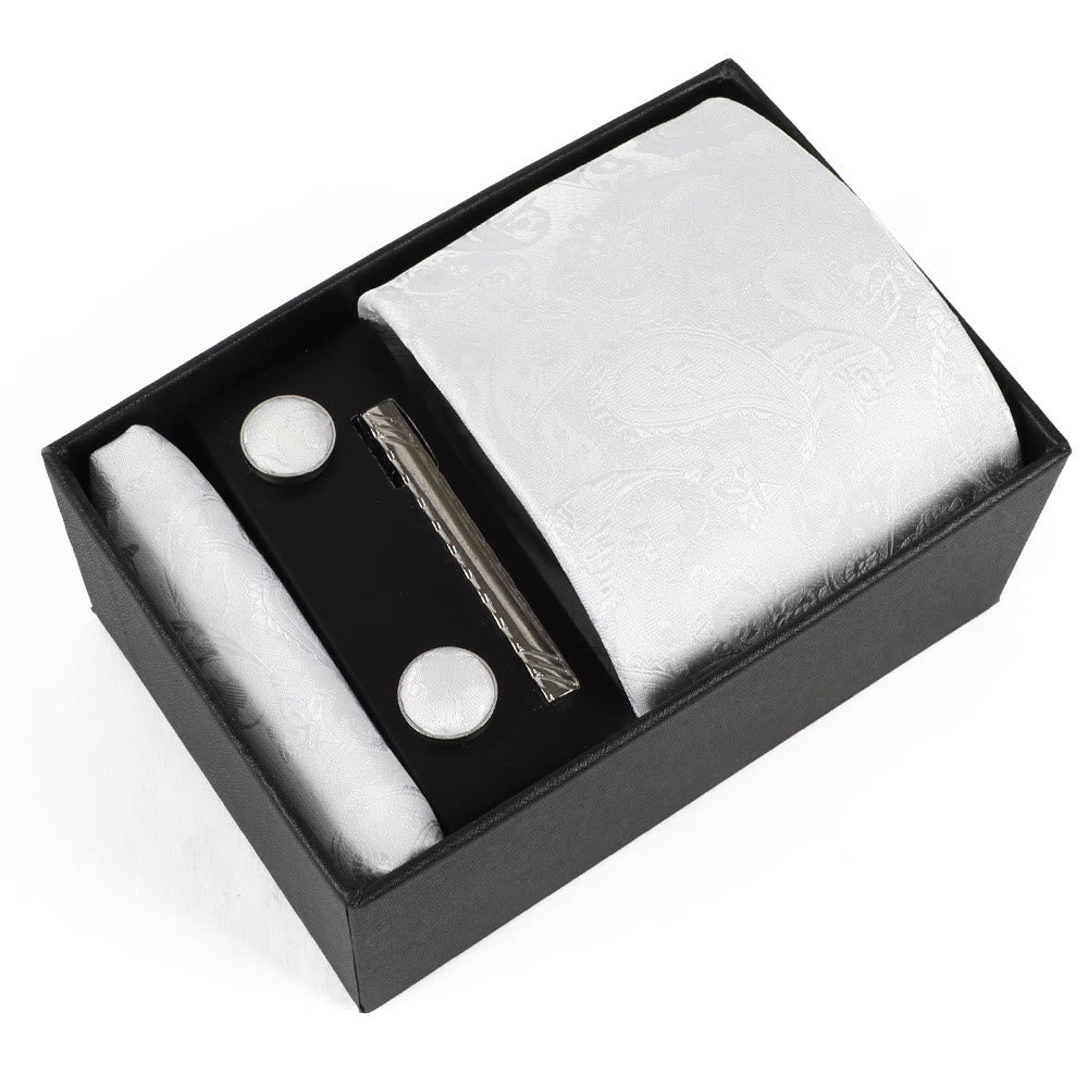 Set di 4 eleganti gemelli da taschino, fermacravatta e cravatta da uomo - Stile n. 10 - image 10