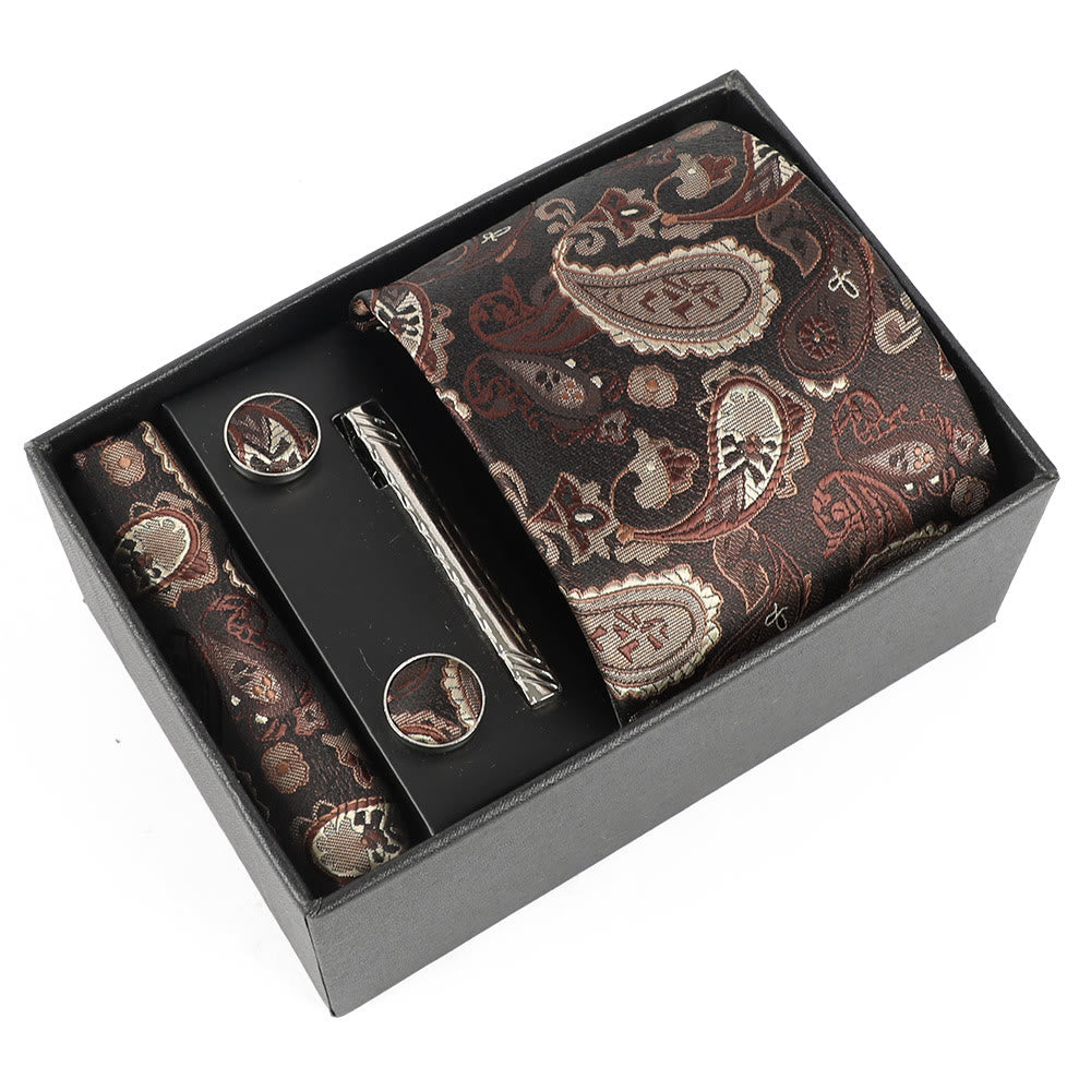 Set di 4 eleganti gemelli da taschino, fermacravatta e cravatta da uomo - Stile n. 11 - image 11