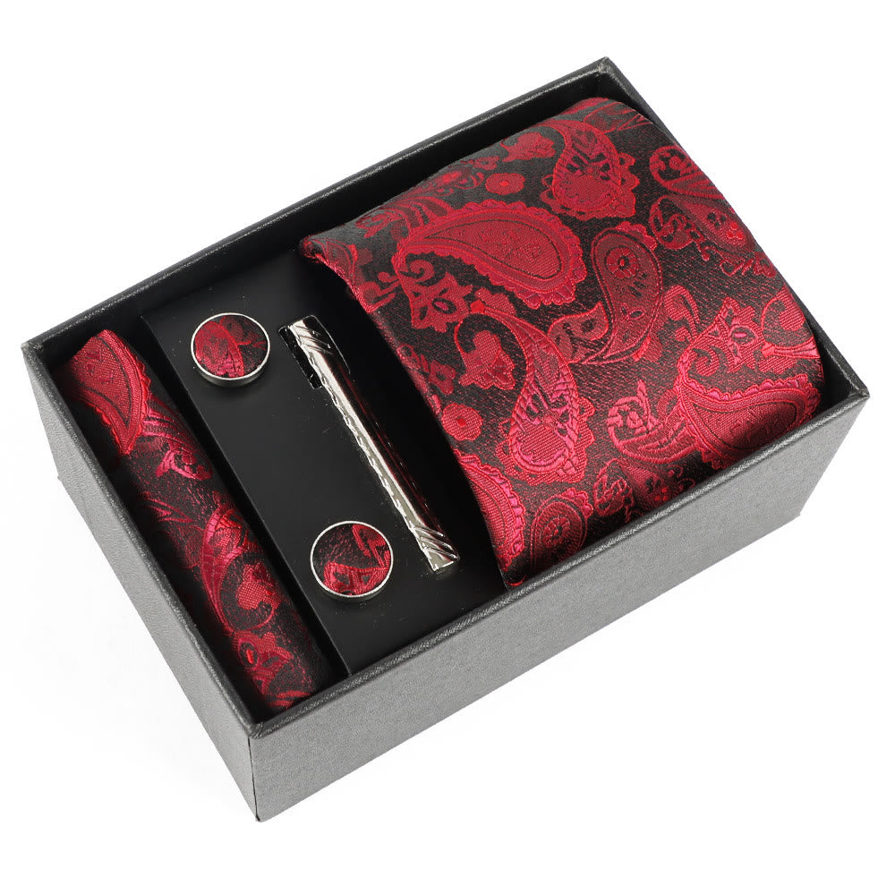 Set di 4 eleganti gemelli da taschino, fermacravatta e cravatta da uomo - Stile n. 14 - image 14