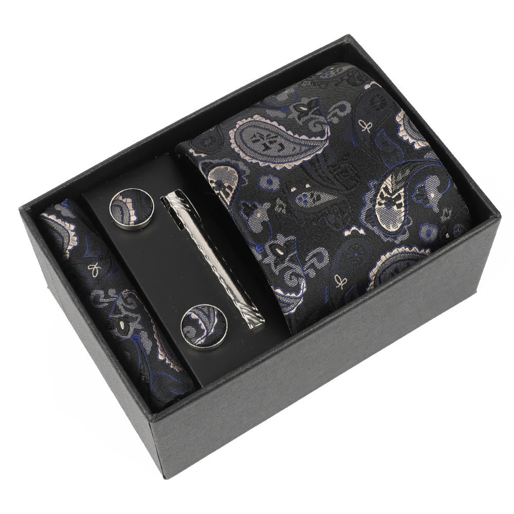 Set di 4 eleganti gemelli da taschino, fermacravatta e cravatta da uomo - Stile n. 6 - image 6