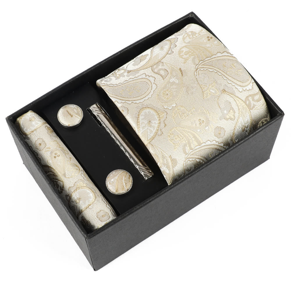 Set di 4 eleganti gemelli da taschino, fermacravatta e cravatta da uomo - Stile n. 7 - image 7