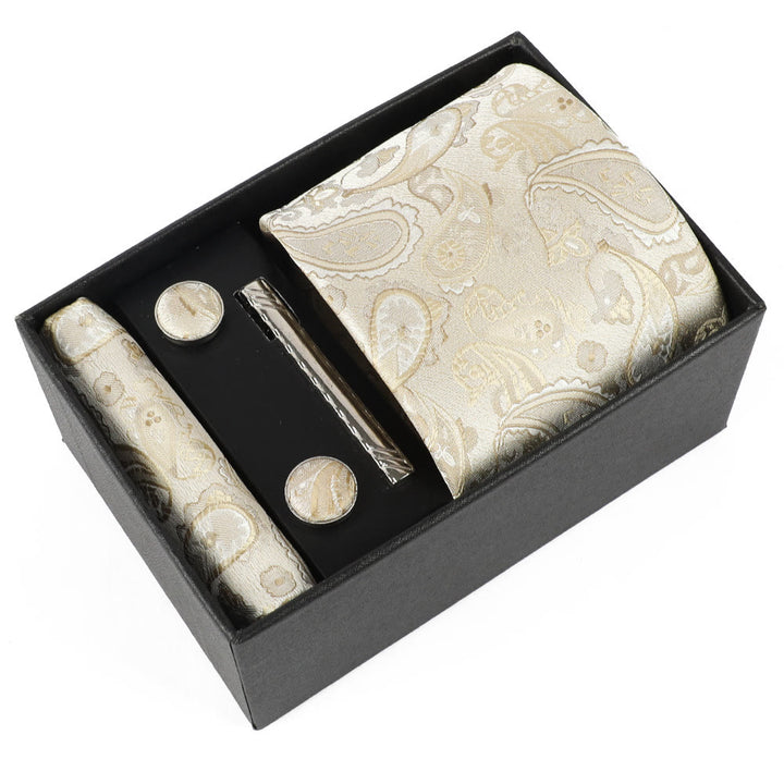 Set di 4 eleganti gemelli da taschino, fermacravatta e cravatta da uomo - Stile n. 7 - image 7