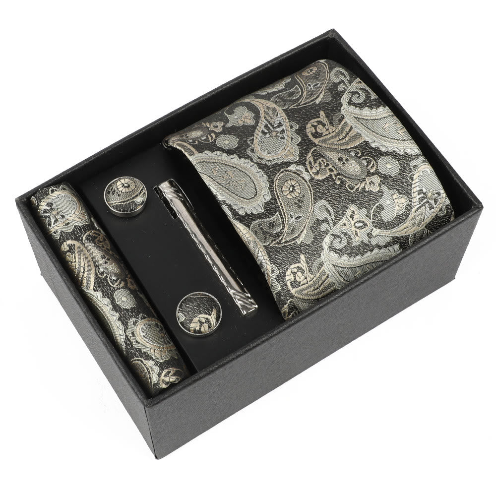 Set di 4 eleganti gemelli da taschino, fermacravatta e cravatta da uomo - Stile n. 5 - image 5