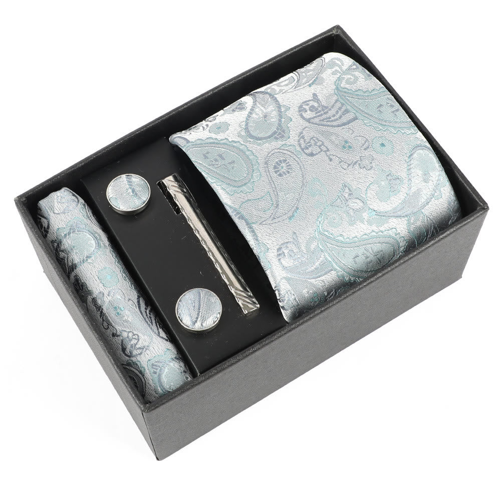 Set di 4 eleganti gemelli da taschino, fermacravatta e cravatta da uomo - Stile n. 12 - image 12