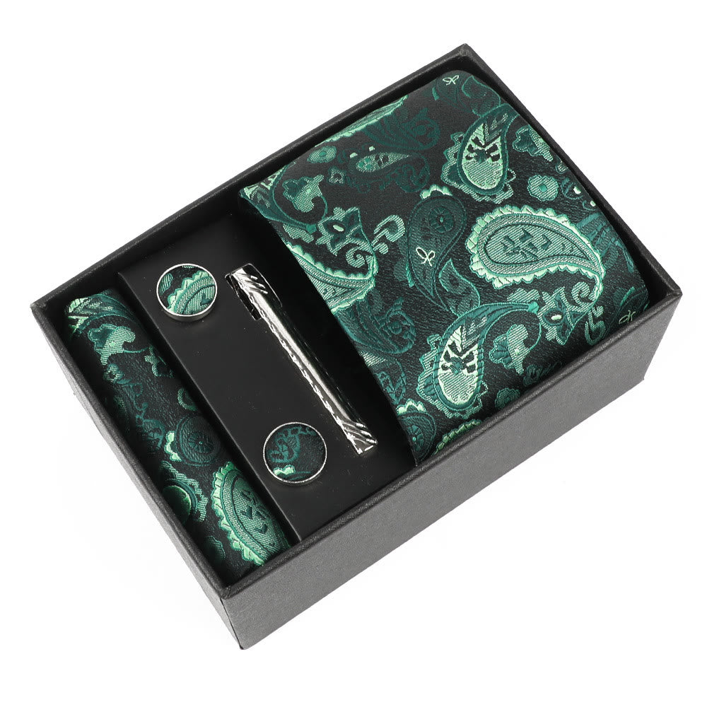 Set di 4 eleganti gemelli da taschino, fermacravatta e cravatta da uomo - Stile n. 4 - image 3