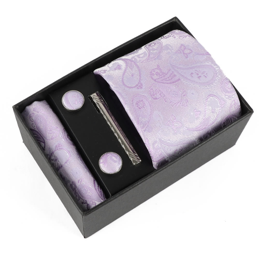 Set di 4 eleganti gemelli da taschino, fermacravatta e cravatta da uomo - Stile n. 9 - image 9