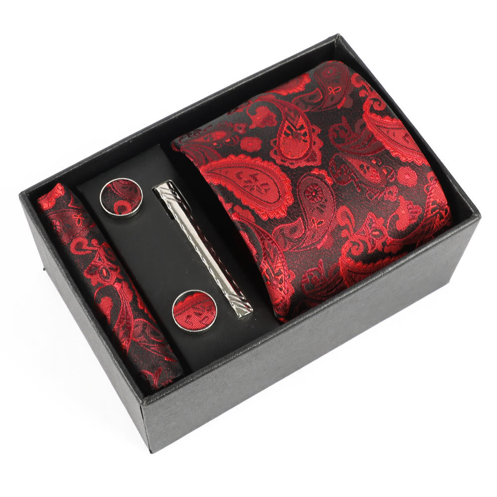 Set di 4 eleganti gemelli da taschino, fermacravatta e cravatta da uomo - Stile n. 15 - image 15