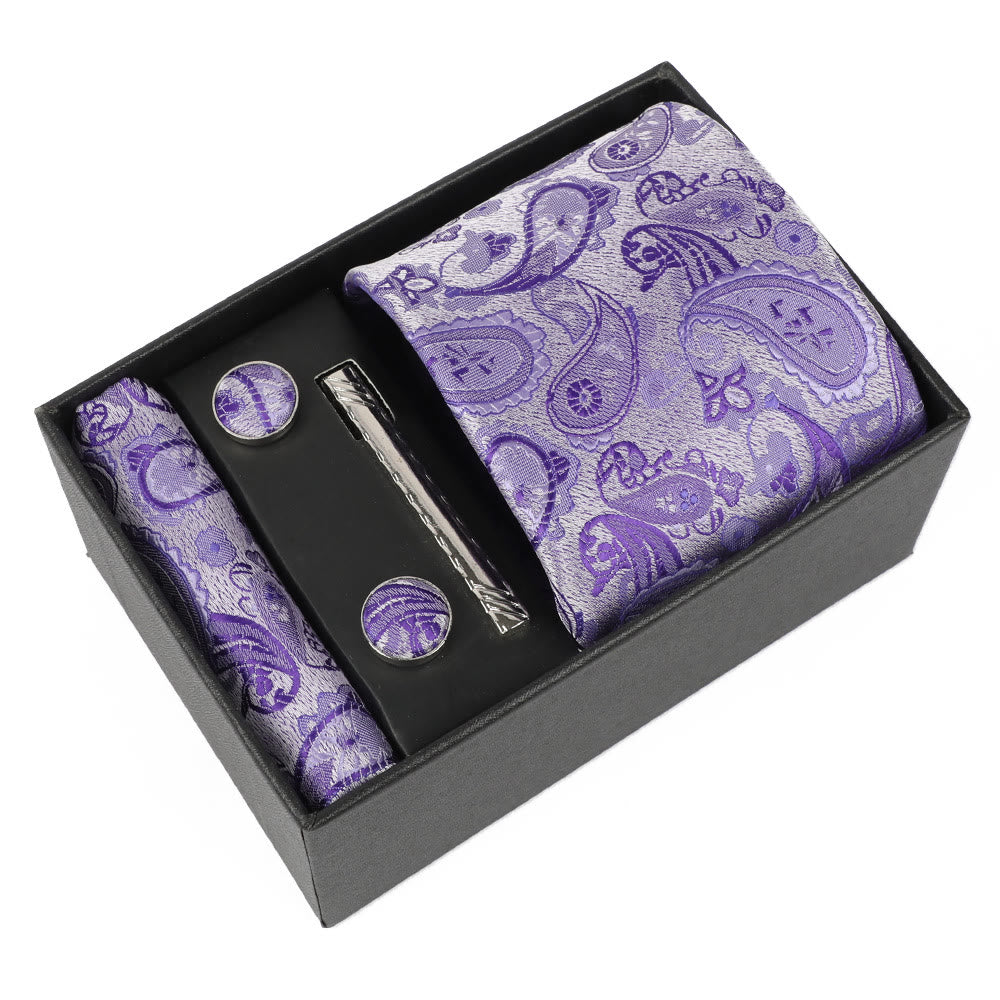 Set di 4 eleganti gemelli da taschino, fermacravatta e cravatta da uomo - Stile n. 2 - image 1