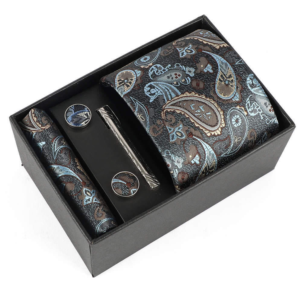 Set di 4 eleganti gemelli da taschino, fermacravatta e cravatta da uomo - Stile n. 13 - image 13