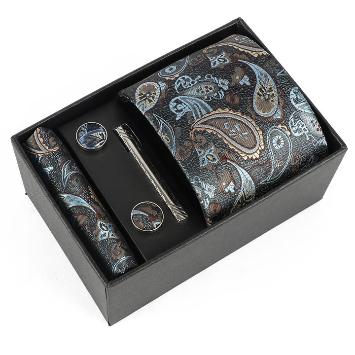 Set di 4 eleganti gemelli da taschino, fermacravatta e cravatta da uomo - Stile n. 13 - image 13