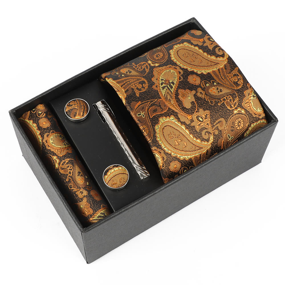 Set di 4 eleganti gemelli da taschino, fermacravatta e cravatta da uomo - Stile n. 3 - image 2