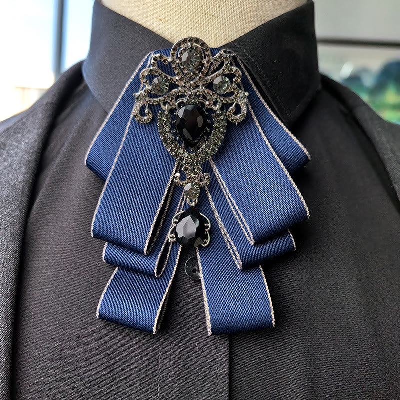 Papillon da uomo con ornamento sul petto e nastro a strati di gemme vintage - Stile n. 10 - image 1