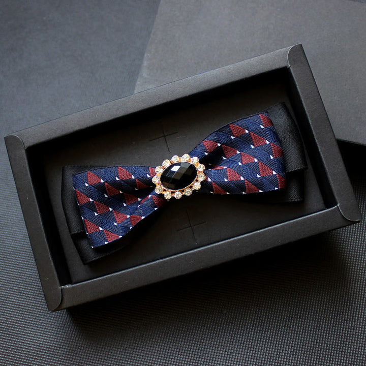 Papillon formale da uomo con motivo geometrico e gemme - Stile n. 1 - image 0