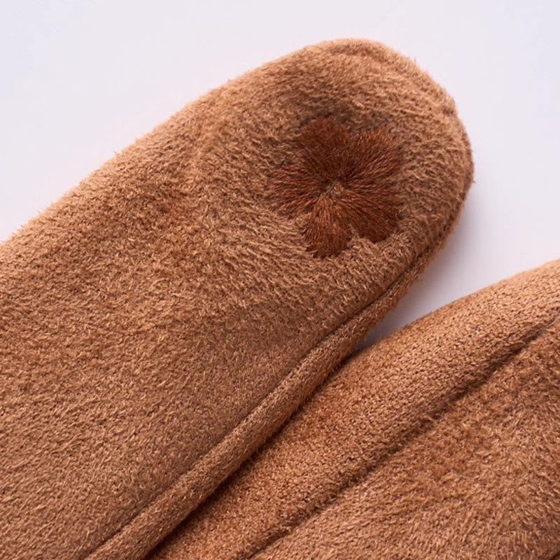 Guanti invernali da donna in pelle scamosciata, caldi e vellutati, con touchscreen - image 4