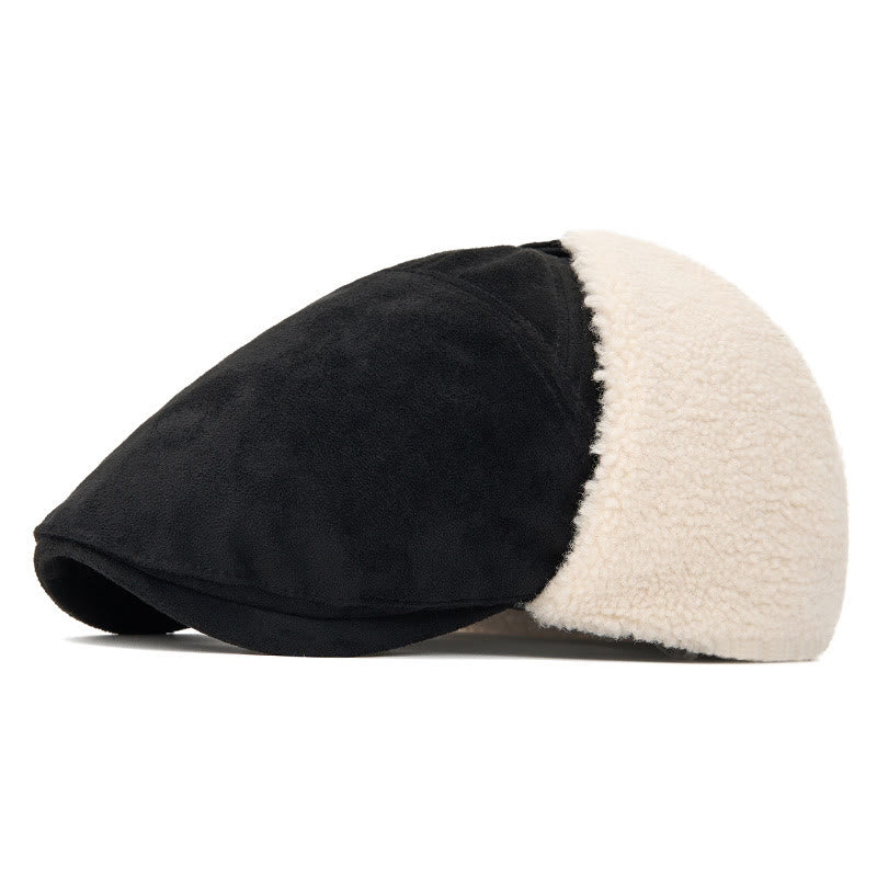 Cappello basco in pelle scamosciata, comodo e alla moda, da uomo, con paraorecchie - Nero - Regolabile (22 1/2"-24") - image 7