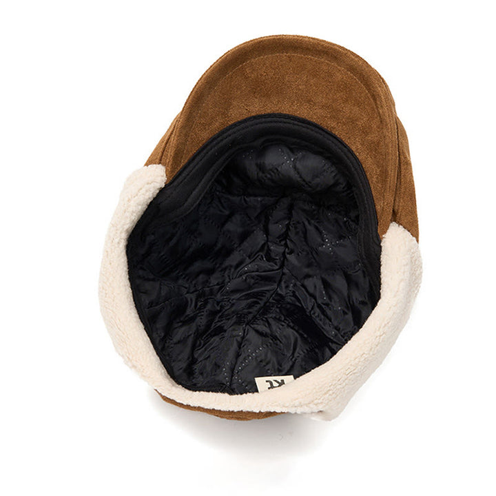 Cappello basco in pelle scamosciata, comodo e alla moda, da uomo, con paraorecchie - image 5