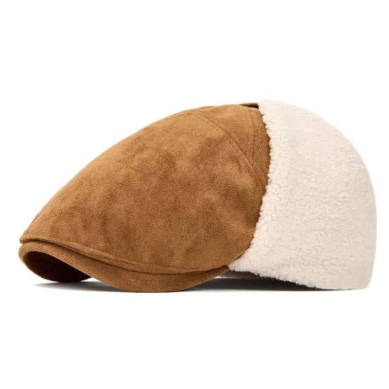 Cappello basco in pelle scamosciata, comodo e alla moda, da uomo, con paraorecchie - Cachi - Regolabile (22 1/2"-24") - image 0