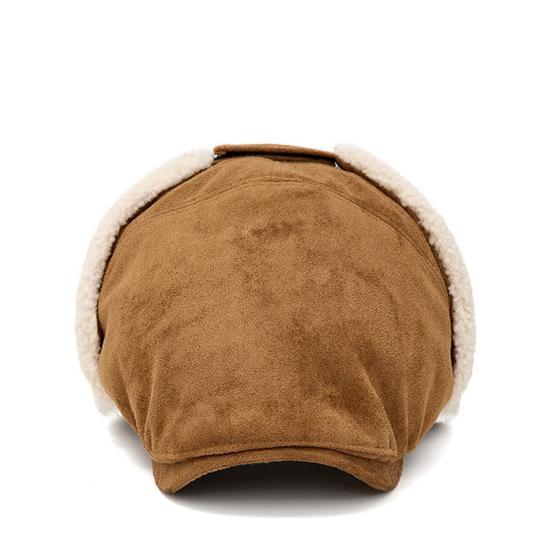 Cappello basco in pelle scamosciata, comodo e alla moda, da uomo, con paraorecchie - image 2