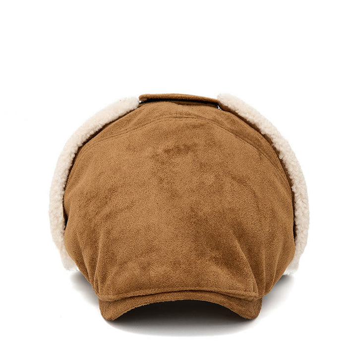 Cappello basco in pelle scamosciata, comodo e alla moda, da uomo, con paraorecchie - image 2