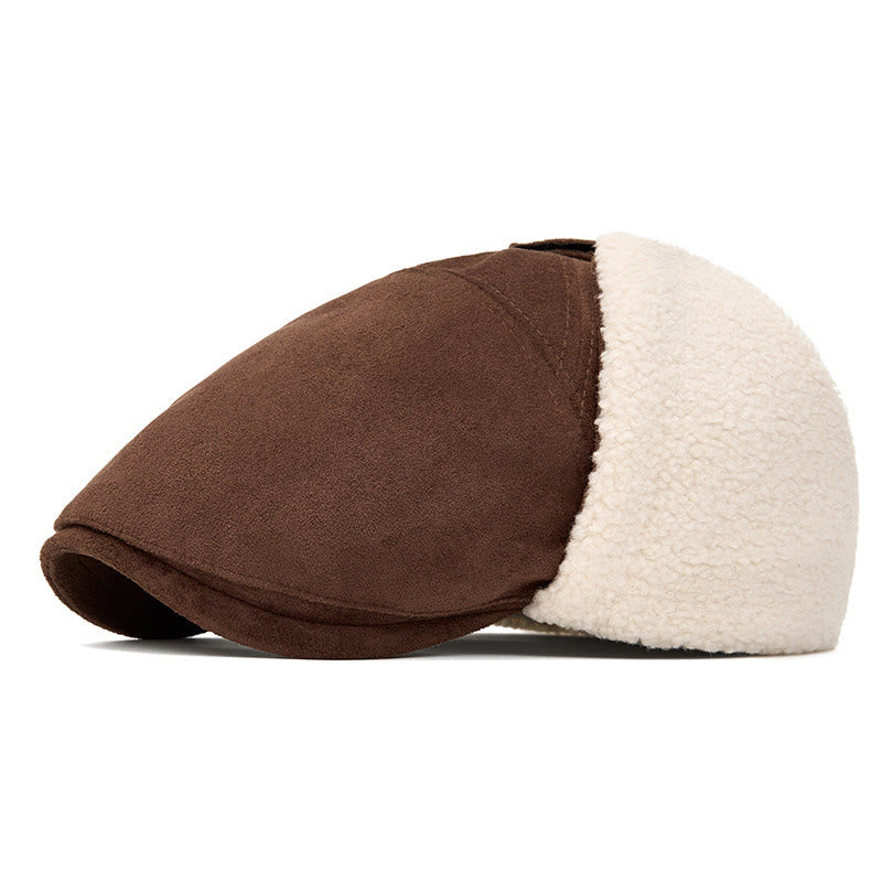 Cappello basco in pelle scamosciata, comodo e alla moda, da uomo, con paraorecchie - Caffè - Regolabile (22 1/2"-24") - image 6