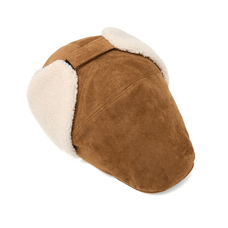 Cappello basco in pelle scamosciata, comodo e alla moda, da uomo, con paraorecchie - image 3