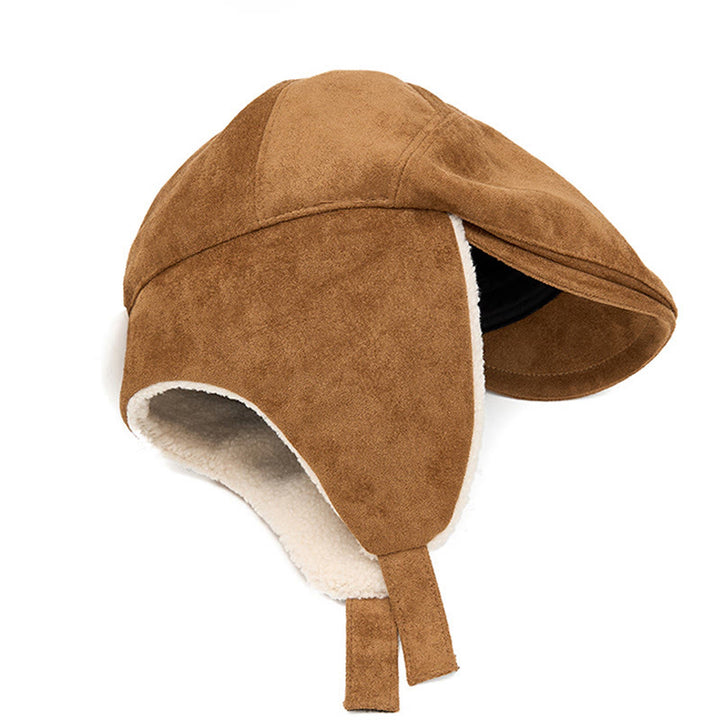 Cappello basco in pelle scamosciata, comodo e alla moda, da uomo, con paraorecchie - image 1