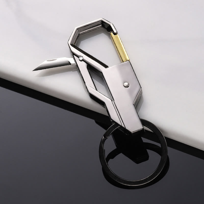 Portachiavi in metallo pratico multifunzionale con coltello - D'oro - image 3