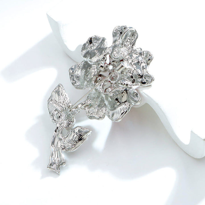 Spilla floreale in argento con cristalli multicolori - image 5