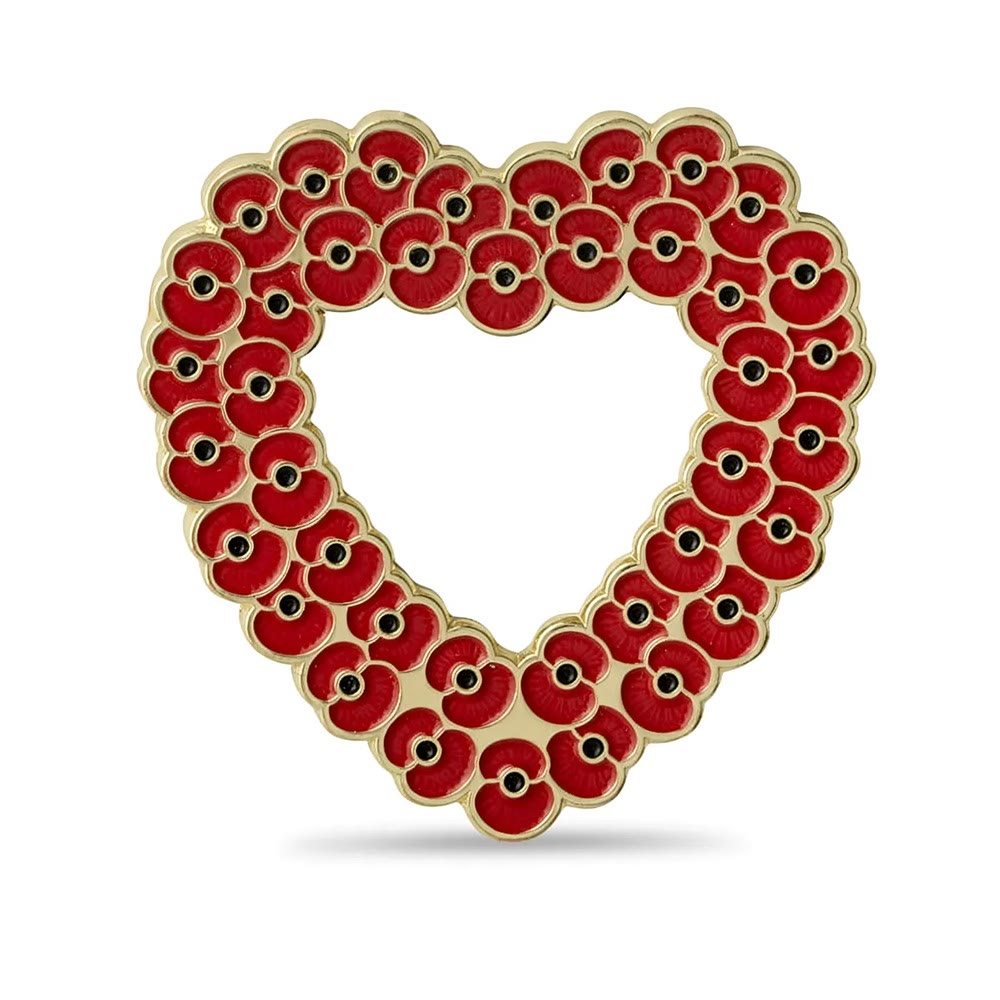 Spilla bicolore con cornice a forma di cuore e mini papaveri - Stile n. 1 - image 0