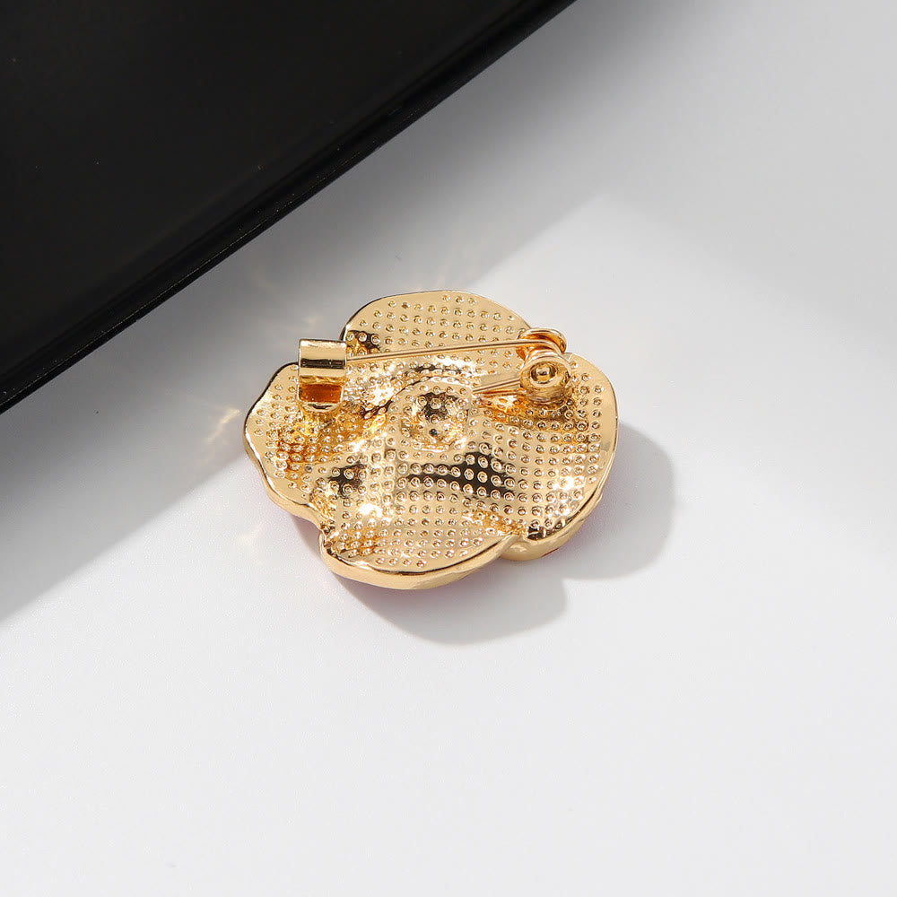 Spilla con finiture in argento impreziosita da gemme di papavero rosso - image 2