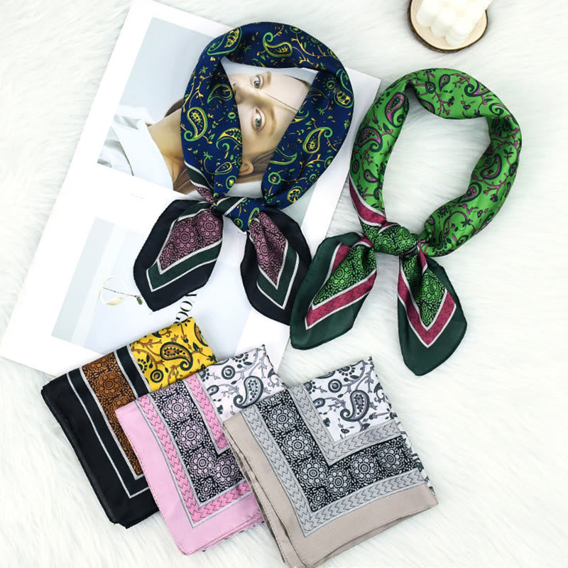 Sciarpa quadrata leggera con stampa paisley colorata ed elegante da donna, per tutte le stagioni - image 1