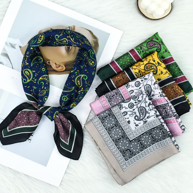 Sciarpa quadrata leggera con stampa paisley colorata ed elegante da donna, per tutte le stagioni - image 0