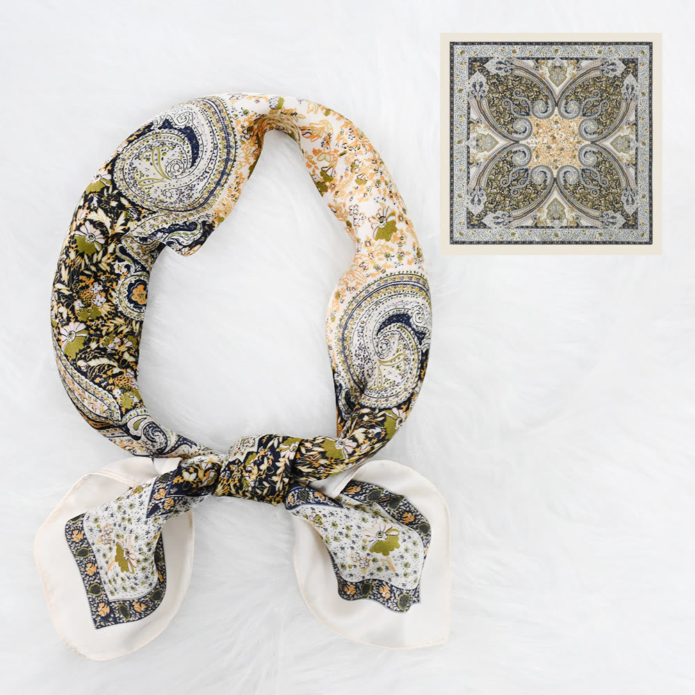 Sciarpa quadrata elegante in raso di seta con motivo Paisley vintage da donna, adatta a tutte le stagioni - Stile n. 2 - image 2