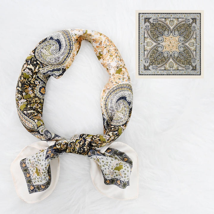 Sciarpa quadrata elegante in raso di seta con motivo Paisley vintage da donna, adatta a tutte le stagioni - Stile n. 2 - image 2