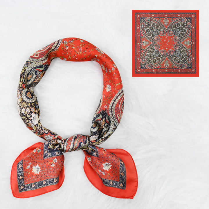 Sciarpa quadrata elegante in raso di seta con motivo Paisley vintage da donna, adatta a tutte le stagioni - Stile n. 3 - image 3