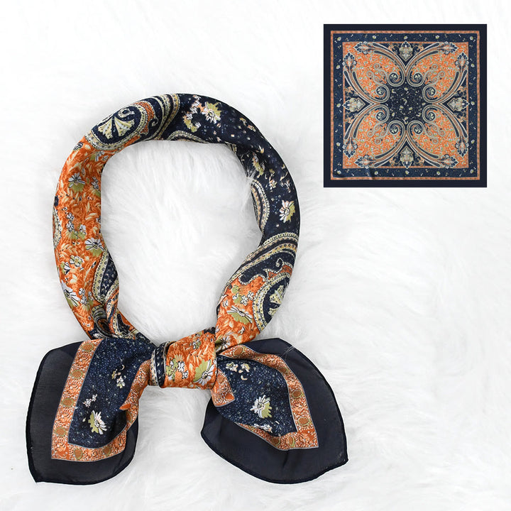 Sciarpa quadrata elegante in raso di seta con motivo Paisley vintage da donna, adatta a tutte le stagioni - Stile n. 1 - image 1