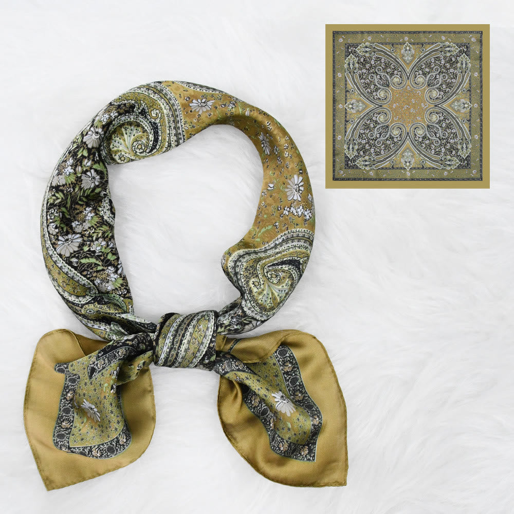 Sciarpa quadrata elegante in raso di seta con motivo Paisley vintage da donna, adatta a tutte le stagioni - Stile n. 4 - image 5