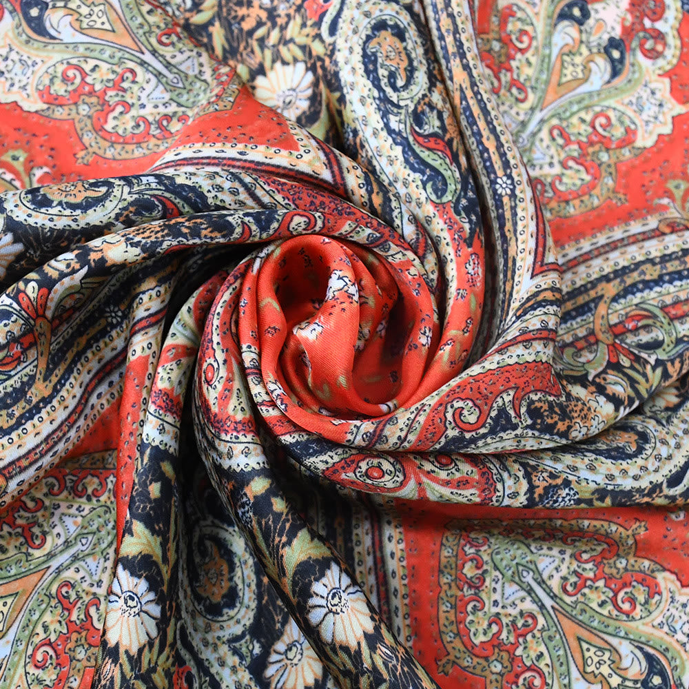 Sciarpa quadrata elegante in raso di seta con motivo Paisley vintage da donna, adatta a tutte le stagioni - image 4