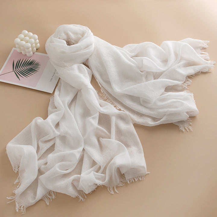 Sciarpa da donna con frange, versatile, multicolore, leggera e traspirante, morbida come una nuvola - Stile n. 1 - image 0