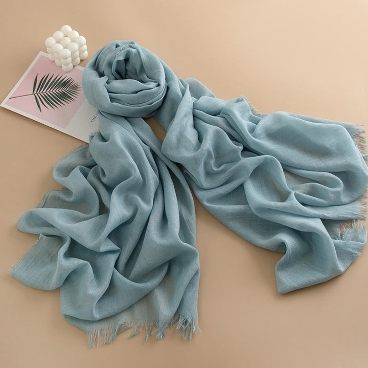 Sciarpa da donna con frange, versatile, multicolore, leggera e traspirante, morbida come una nuvola - Stile n. 10 - image 9