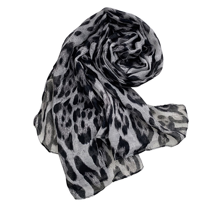 Sciarpa invernale sottile con stampa leopardata da donna alla moda - Grigio - image 2