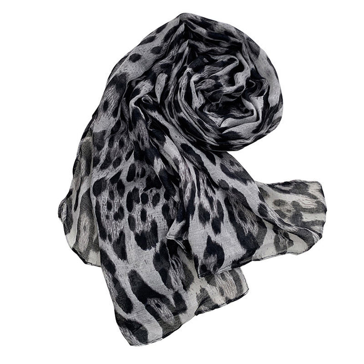 Sciarpa invernale sottile con stampa leopardata da donna alla moda - Grigio - image 2