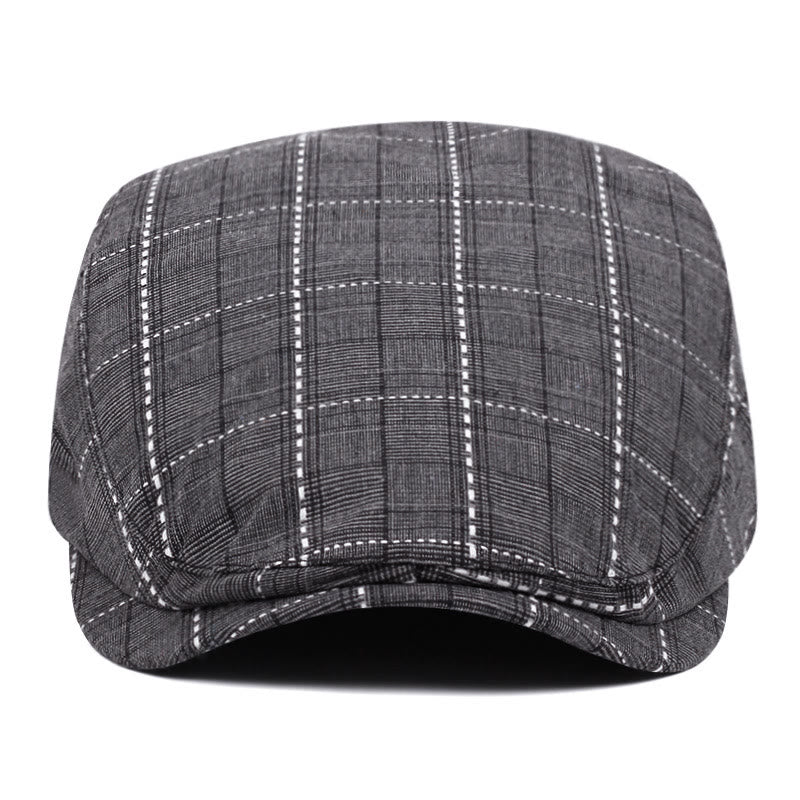 Cappello basco da uomo con fibbia regolabile e motivo a scacchi retrò - image 1