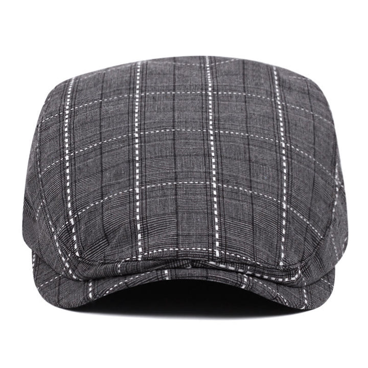 Cappello basco da uomo con fibbia regolabile e motivo a scacchi retrò - image 1