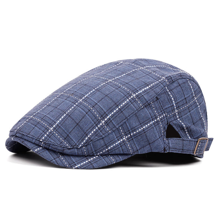 Cappello basco da uomo con fibbia regolabile e motivo a scacchi retrò - Blu navy - Regolabile (circa 21 5/8"-23 1/4") - image 6