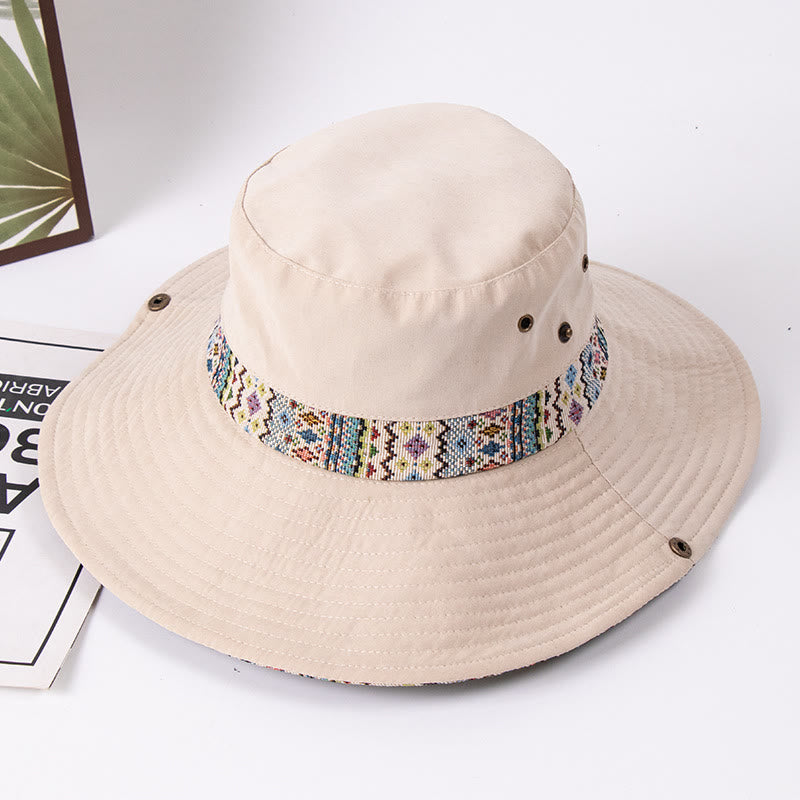 Cappello da pescatore da donna con parasole e bottone in metallo - Beige - M (circa 22 1/2") - image 3