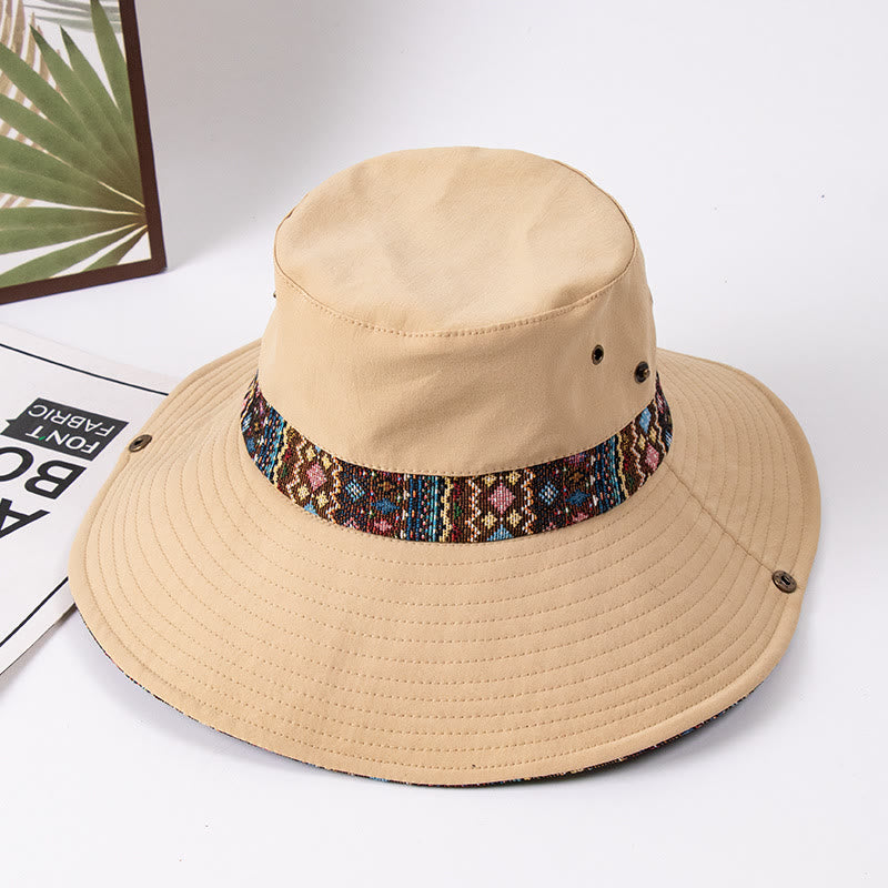 Cappello da pescatore da donna con parasole e bottone in metallo - Cachi - M (circa 22 1/2") - image 1