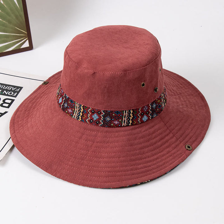 Cappello da pescatore da donna con parasole e bottone in metallo - Rosso - M (circa 22 1/2") - image 7