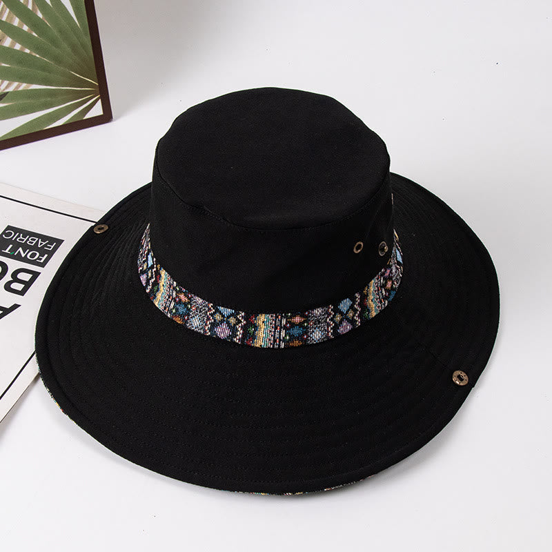 Cappello da pescatore da donna con parasole e bottone in metallo - Nero - M (circa 22 1/2") - image 5