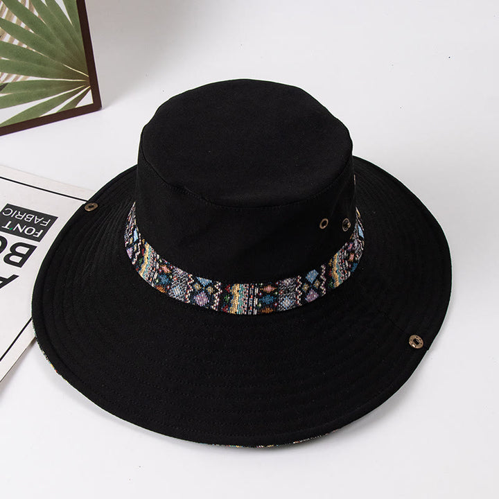 Cappello da pescatore da donna con parasole e bottone in metallo - Nero - M (circa 22 1/2") - image 5